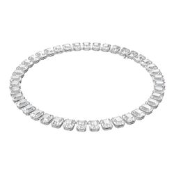 Collar-Millenia-Cristales-de-talla-octogonal-por-todas-partes-Blanco-Baño-de-rodio