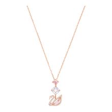 Collar en Y Dazzling Swan, multicolor, baño de oro rosa