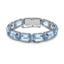 Pulsera Millenia, Cristales talla octagonal, Azul, Baño de rodio
