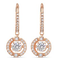 Aros Swarovski Sparkling Dance, blanco, baño tono oro rosa