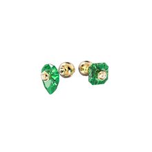 Aros stud Studiosa, Verde, Baño tono oro