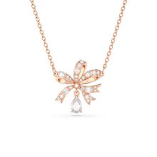 Collar Volta, Lazo, Pequeño, Blanco, Baño tono oro rosa