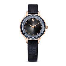 Reloj Octea Nova, Fabricado en Suiza, Correa de piel, Negro, Acabado tono oro rosa