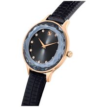 Reloj Octea Nova, Fabricado en Suiza, Correa de piel, Negro, Acabado tono oro rosa