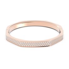 Brazalete Dextera, Forma octagonal, Blanco, Baño tono oro rosa
