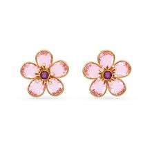 Pendientes de botón Florere, Flor, Rosas, Baño tono oro