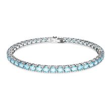 Pulsera Matrix Tennis, Talla redonda, Mediana, Azul, Baño de rodio