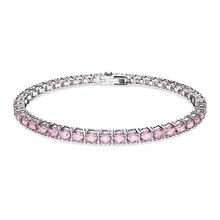 Pulsera Matrix Tennis, Talla redonda, Pequeña, Rosa, Baño de rodio