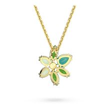 Colgante Gema, Tallas mixtas, Flor, Verde, Baño tono oro