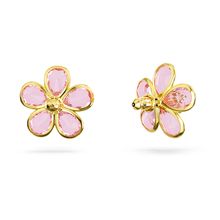 Pendientes de botón Florere, Flor, Rosas, Baño tono oro