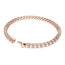 Pulsera Matrix Tennis, Talla redonda, Pequeña, Blanca, Baño tono oro rosa