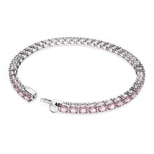 Pulsera Matrix Tennis, Talla redonda, Pequeña, Rosa, Baño de rodio