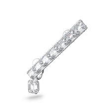 Aros Ear Cuff Millenia, Cristales talla octagonal, Blanco, Baño de rodio