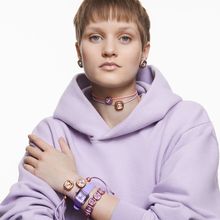 Collar Dulcis, Cristales de talla cushion, Morado, Baño de rodio