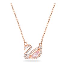 Collar Dazzling Swan, multicolor, baño de oro rosa