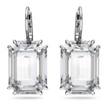 Aros Millenia, Cristal de talla octogonal, Blancos, Baño de rodio
