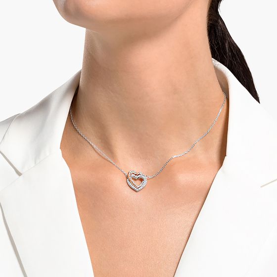 Collar-Swarovski-Infinity-Heart-blanco-combinacion-de-acabados-metalicos
