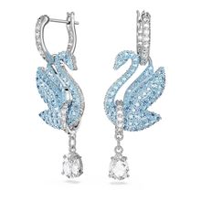 Pendientes Swarovski Iconic Swan, Cisne, Azules, Baño de rodio