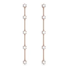 Pendientes Constella, Talla redonda, Blancos, Baño tono oro rosa