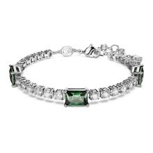 Pulsera Matrix Tennis, Tallas mixtas, Verde, Baño de rodio