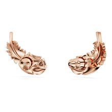 Pendientes de botón Nice, Pluma, Blancos, Baño tono oro rosa