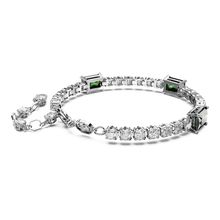 Pulsera Matrix Tennis, Tallas mixtas, Verde, Baño de rodio