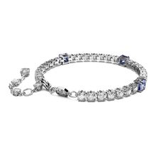 Pulsera Matrix Tennis, Tallas mixtas, Azul, Baño de rodio