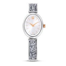 Reloj Crystal Rock Oval, Fabricado en Suiza, Brazalete de metal, Blanco, Acero inoxidable