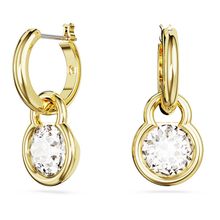 Pendientes Dextera, Talla redonda, Blancos, Baño tono oro