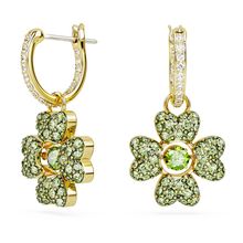 Pendientes Idyllia, Trébol, Verdes, Baño tono oro