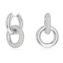 Pendientes de aro Dextera, Bucle entrelazado, Blancos, Baño de rodio