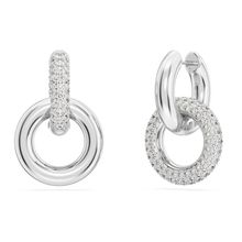 Pendientes de aro Dextera, Bucle entrelazado, Blancos, Baño de rodio