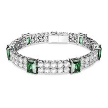 Pulsera Matrix Tennis, Tallas mixtas, Verde, Baño de rodio