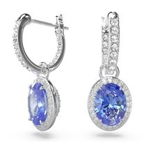 Pendientes Una Angelic, Talla ovalada, Azules, Recubrimiento en rodio