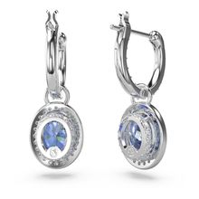 Pendientes Una Angelic, Talla ovalada, Azules, Recubrimiento en rodio