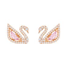 Aros Dazzling Swan, multicolor, baño de oro rosa