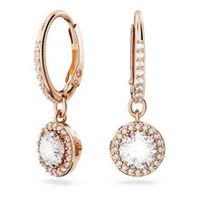 Pendientes Una Angelic, Talla redonda, Pavé, Blancos, Recubrimiento tono oro rosa