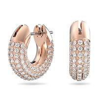 Aros de argolla Dextera, Pavé, Blancos, Baño tono oro rosa