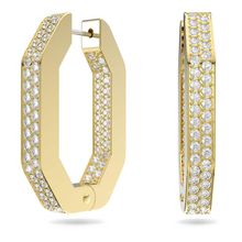 Aros de aro Dextera, Octogonal, Pavé, Medianos, Blancos, Baño tono oro