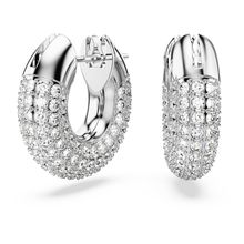 Aros de aro Dextera, Pavé, Blanco, Baño de rodio