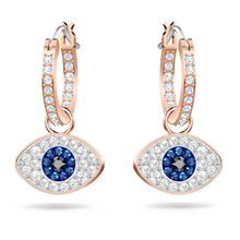 Aros de aro Duo Evil Eye, multicolor, baño de oro rosa