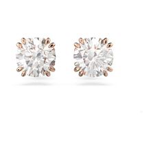 Aros de botón Constella, Talla redonda, Blancos, Baño tono oro rosa
