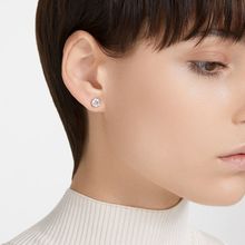 Aros de botón Constella, Talla redonda, Blancos, Baño tono oro rosa