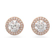 Pendientes de botón Una Angelic, Talla redonda, Pavé, Blancos, Recubrimiento tono oro rosa