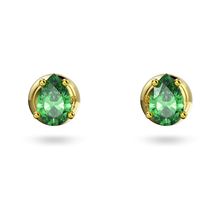 Aros de botón Stilla, Talla pera, Verdes, Baño tono oro