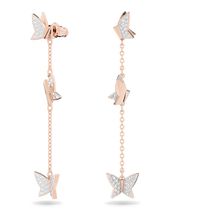 Aros Lilia, Mariposa, Largos, Baño tono oro rosa