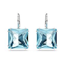 Aros Millenia, Cristal de talla cuadrada, Azul, Baño de rodio