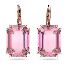 Aros Millenia, Cristal de talla octogonal, Rosas, Baño tono oro Rosa