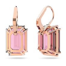 Aros Millenia, Cristal de talla octogonal, Rosas, Baño tono oro Rosa