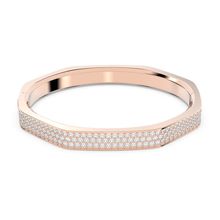 Brazalete Dextera, Forma octagonal, Blanco, Baño tono oro rosa